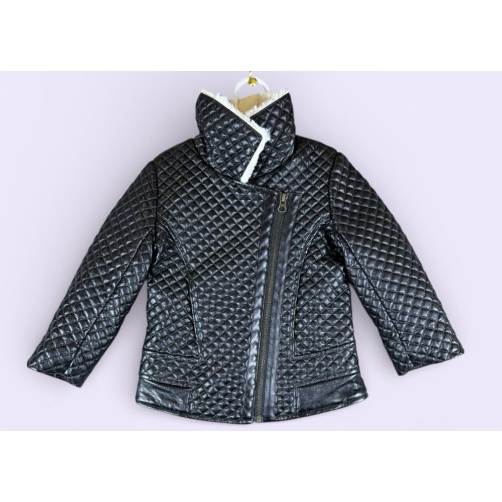 American Widgeon Girls Faux Leather Black Moto Jacket Coat Size 4T NWT